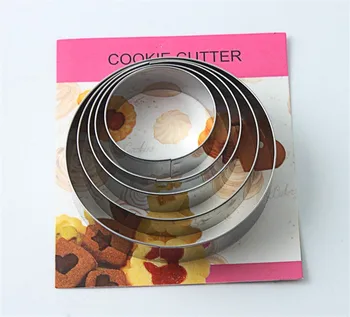 5vnt/set Apvalaus Apskritimo Formos Metalo Cookie Cutter Virtuvės Bakeware Gimtadienio Minkštas Pyragas Pelėsių Šokolado Trafaretai, Kepimo Įrankiai