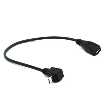 Micro USB 2.0 5Pin Vyrų ir Moterų Išplėtimo jungties, Adapteris, kištuko Jungtis 90 Laipsnių Teisę & Kairę & Aukštyn ir Žemyn Kampu 25cm