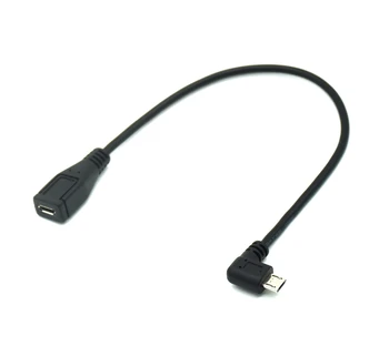Micro USB 2.0 5Pin Vyrų ir Moterų Išplėtimo jungties, Adapteris, kištuko Jungtis 90 Laipsnių Teisę & Kairę & Aukštyn ir Žemyn Kampu 25cm