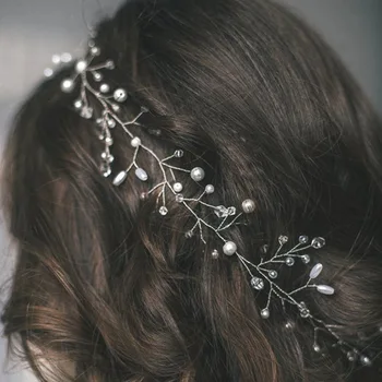 Vestuvių plaukų aksesuarų, kristalų, perlų mados nuotakos plaukų segtukai, plaukų juostos bridesmaid suknelę priedai 50cm 100cm H005