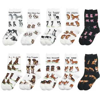Visų Rūšių Šunų Juokingas Kojines Moterims Kawaii Harajuku Puggle Corgl Kiaulių Mielas Kojinės Japonijos Calcetines Mujer Sokken