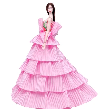 NK 2020 Lėlės Suknelė Aukštos kokybės Rankų darbo, Ilga Uodega Vakare Gown Drabužius Nėrinių Vestuvinė Suknelė Barbie Lėlės Geriausia Dovana JJ