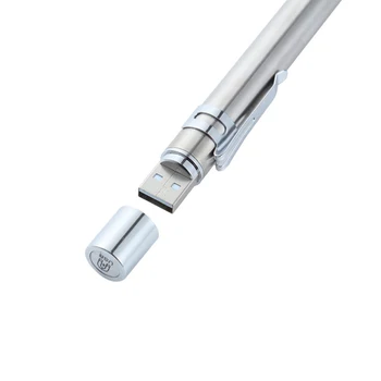Dvigubas Šviesos Šaltinis Mini LED Pen Medicinos Žibintuvėlis Nerūdijančio Plieno USB integruotas pakartotinai Įkraunamas 