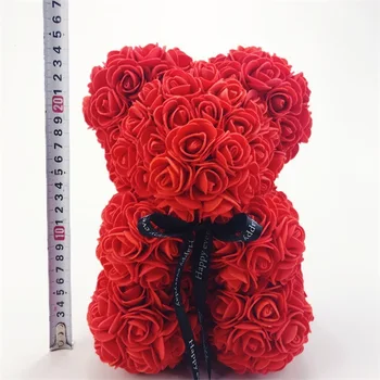 Valentino Dienos Dovana 25cm Rose Meškiukas Su būda Lokys Su Gėlėmis