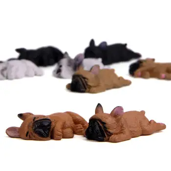 2inch PVC Miega, Guli Šuo prancūzų Buldogų Lėlės Statulėlės Žaislas Automobilis Namų Dekoro šuo modelis žaislai vaikams