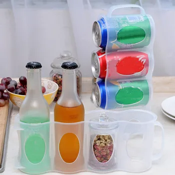 Aukštos Kokybės 4 Skylių Plastikinės Dėžės Virtuvės Talpinimo Skaidraus Gėrimo Butelį, Šaldytuvas Organizatorius Aišku Indą Karšto Pardavimo