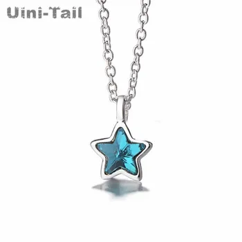 Uini-Uodega karšto 925 sterlingas sidabro mažų šviežių blue star karoliai mini mados tendencija mielas penkerių-pažymėjo žvaigždutė pakabukas GN248
