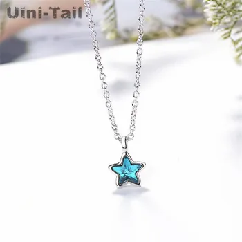 Uini-Uodega karšto 925 sterlingas sidabro mažų šviežių blue star karoliai mini mados tendencija mielas penkerių-pažymėjo žvaigždutė pakabukas GN248