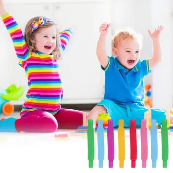 Spalvingas Plastiko Pop Vamzdžių Ritės Vaikų Kūrybinės Stebuklinga ToysCircle Juokingi Žaislai, ankstyvuoju Vystymosi Švietimo Lankstymo Žaislas