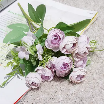1 pluoštas 5 šakių Šilko arbatos rožės Modeliavimas gėlių namuose minkšta suknelė kraštovaizdžio nustatyti rankiniu būdu 