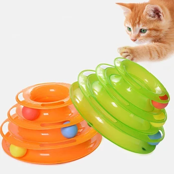 Trijų Lygių Kačiukas Plastiko Žaislas Tower Dainos Disko Mokymo Pramogų Plokštė Katė Žvalgybos Pramogų Triple Disko Pet Kamuolys, Žaislai