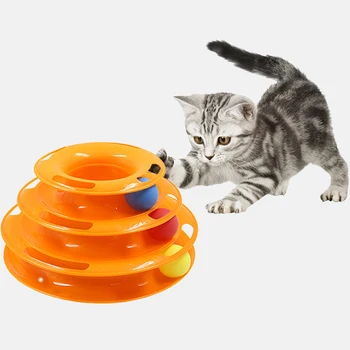 Trijų Lygių Kačiukas Plastiko Žaislas Tower Dainos Disko Mokymo Pramogų Plokštė Katė Žvalgybos Pramogų Triple Disko Pet Kamuolys, Žaislai