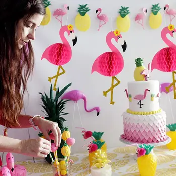 Pink Flamingo Šalis Dekoro Ananasų Mergina 1st Birthday Party 