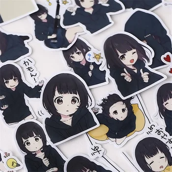 39 vnt Japonų Anime ir Animacinių filmų Turtingas Išraiškos juodais Plaukais Mergina Menhera Įdomus Kanceliarinės prekės Vaikams Popieriniai Lipdukai Pranešimą Sąsiuvinis