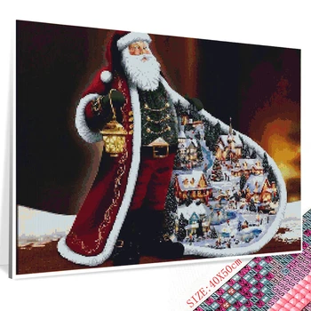 Huacan Diamond Siuvinėjimo Santa Claus Nuotrauką Strazdų Diamond Tapybos Kvadratiniu Kalėdų Dovana Cirkonio Mozaika