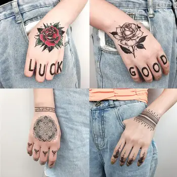 Pirštu tatuiruotė mažo dydžio, karoliai gėlių banga įdėklai geometrinis spausdinimo vandens perdavimo slankiklį laikina tatuiruotė lipdukas RA054