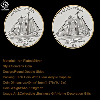1839 Amerikos pilietinio Karo Laivu Amistad Jubiliejų Auksas & Sidabro JAV Iššūkis, Monetų Kolekcionieriams