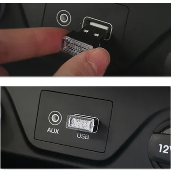 Automobilių Mini USB LED Interjero Dekoratyvinės Šviesos Peugeot 206 308 407 207 3008/2017 2008 208 508 301 306 408 106 107 607 405 806