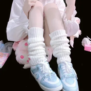 KELIO Japonijos JK vienodas Lolita stiliaus Kumpinti Kojinės Laisvi Batai vientisos Spalvos Trikotažo Žiemos Kojų Šildytuvus Kojinės Pėdos klimato atšilimo dangtis